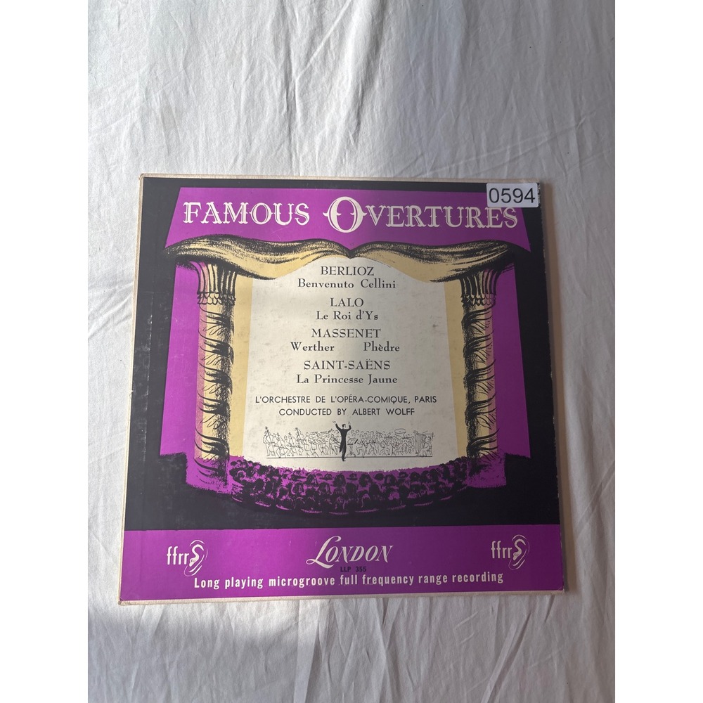 London Famous Overtures Vinyl LP 12" Black Good Albert Wolff Berlioz LLP 355